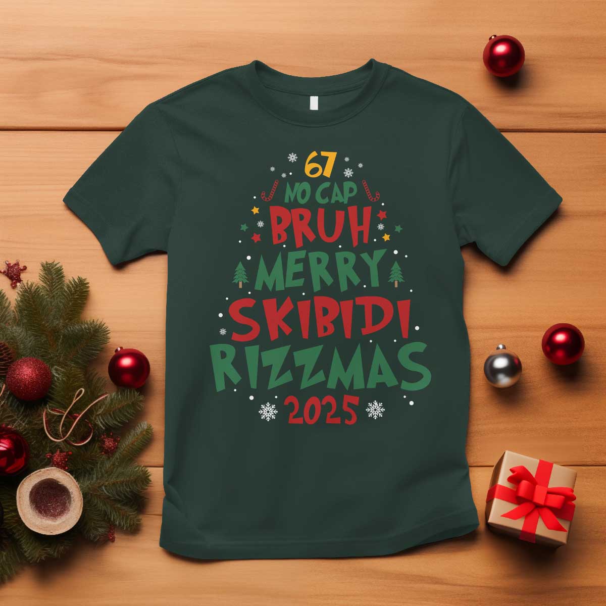 Funny Six Seven 67 Meme Christmas Tree T Shirt Funny 6 7 Bruh Gen Alpha Slang Viral Meme - Wonder Print Shop