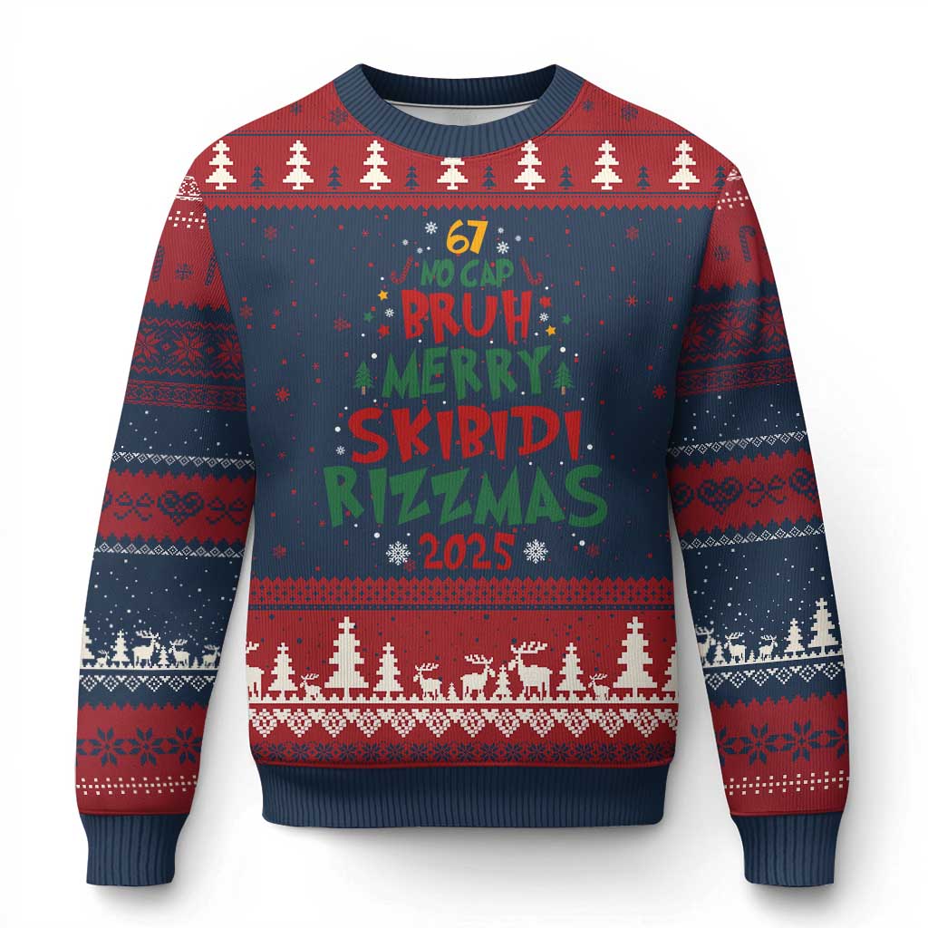 Funny Six Seven 67 Meme Xmas Tree Ugly Christmas Sweater Funny 6 7 Bruh Gen Alpha Slang Viral Meme - Wonder Print Shop