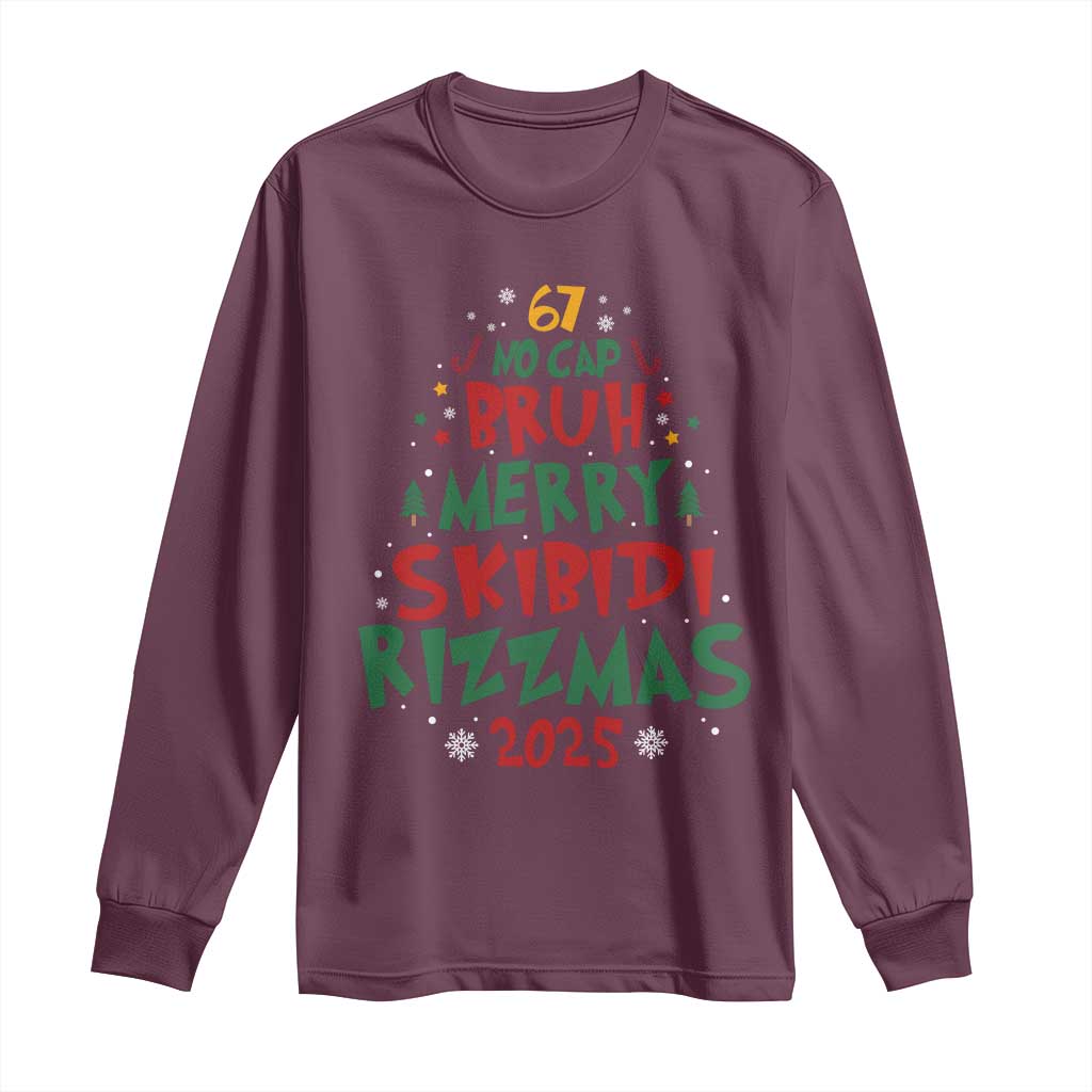 Funny Six Seven 67 Meme Christmas Tree Long Sleeve Shirt Funny 6 7 Bruh Gen Alpha Slang Viral Meme - Wonder Print Shop