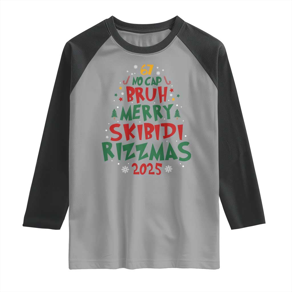 Funny Six Seven 67 Meme Christmas Tree Raglan Shirt Funny 6 7 Bruh Gen Alpha Slang Viral Meme - Wonder Print Shop