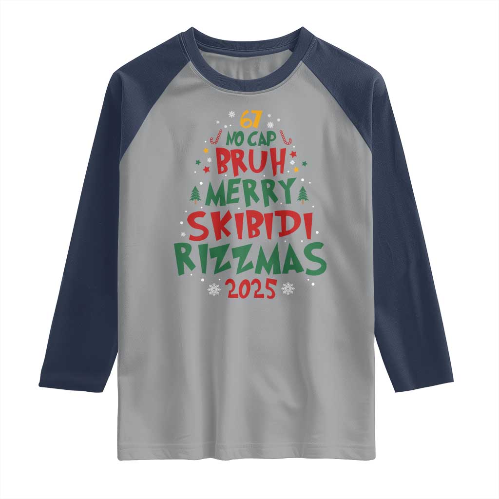 Funny Six Seven 67 Meme Christmas Tree Raglan Shirt Funny 6 7 Bruh Gen Alpha Slang Viral Meme - Wonder Print Shop