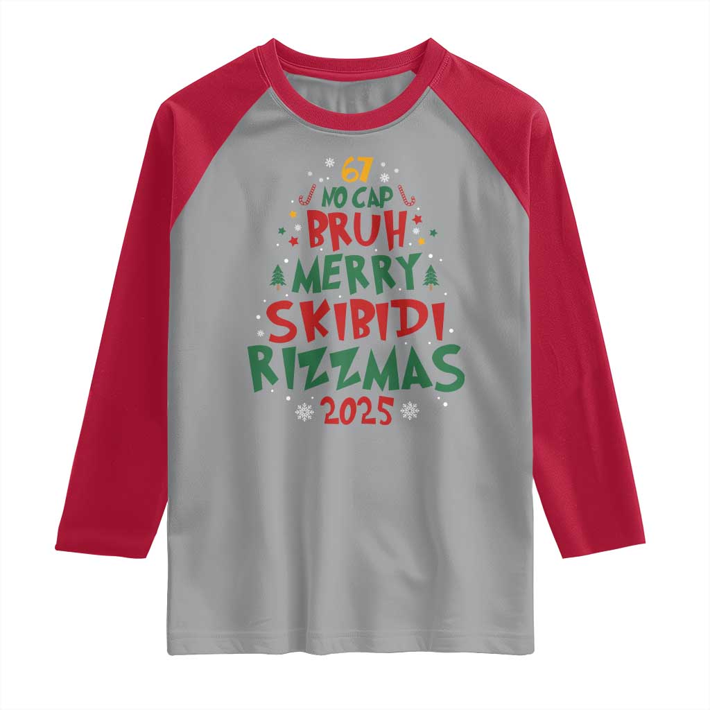 Funny Six Seven 67 Meme Christmas Tree Raglan Shirt Funny 6 7 Bruh Gen Alpha Slang Viral Meme - Wonder Print Shop