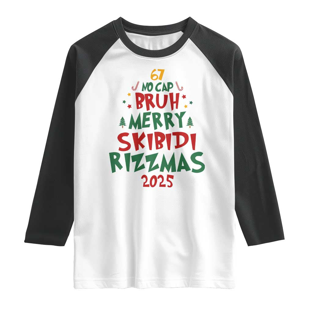 Funny Six Seven 67 Meme Christmas Tree Raglan Shirt Funny 6 7 Bruh Gen Alpha Slang Viral Meme - Wonder Print Shop