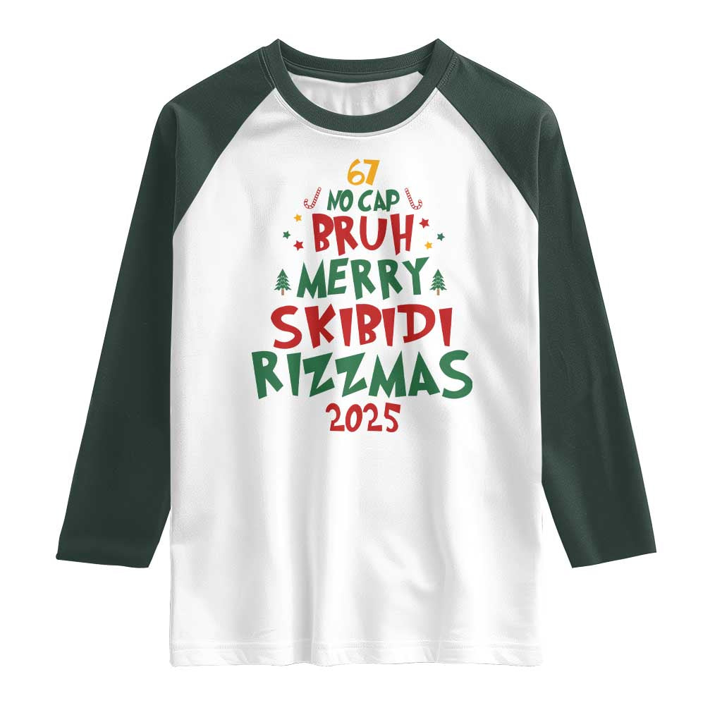 Funny Six Seven 67 Meme Christmas Tree Raglan Shirt Funny 6 7 Bruh Gen Alpha Slang Viral Meme - Wonder Print Shop