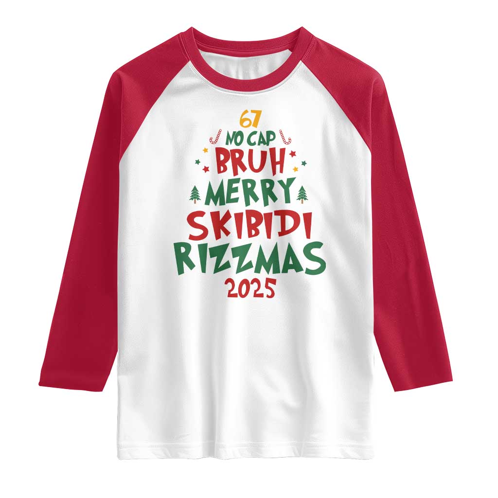 Funny Six Seven 67 Meme Christmas Tree Raglan Shirt Funny 6 7 Bruh Gen Alpha Slang Viral Meme - Wonder Print Shop