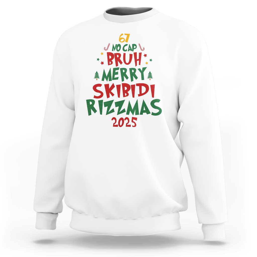 Funny Six Seven 67 Meme Christmas Tree Sweatshirt Funny 6 7 Bruh Gen Alpha Slang Viral Meme - Wonder Print Shop