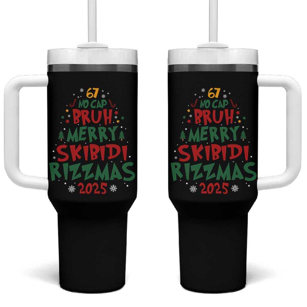Funny Six Seven 67 Meme Christmas Tree Tumbler With Handle Funny 6 7 Bruh Gen Alpha Slang Viral Meme - Wonder Print Shop