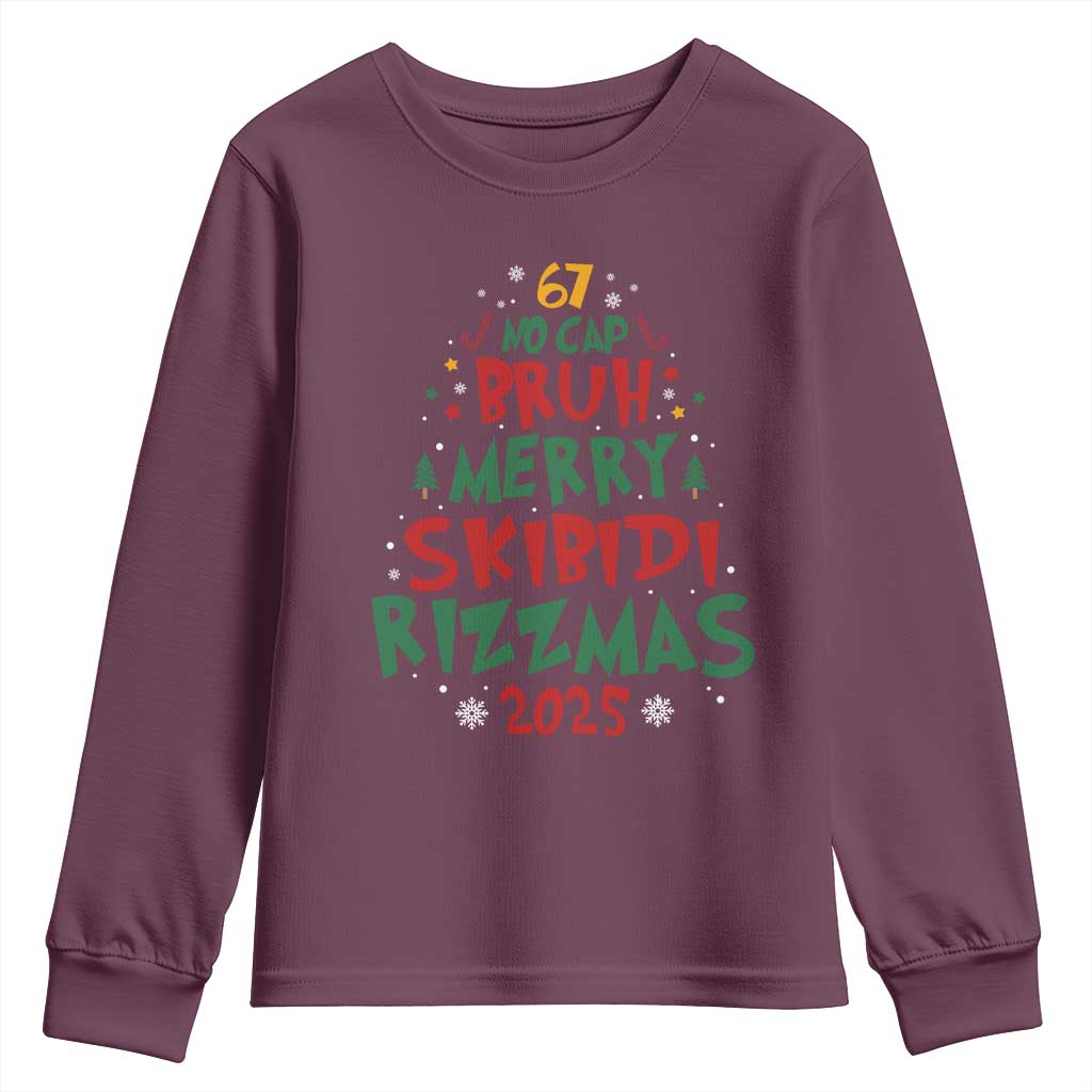 Funny Six Seven 67 Meme Christmas Tree Youth Sweatshirt Funny 6 7 Bruh Gen Alpha Slang Viral Meme - Wonder Print Shop