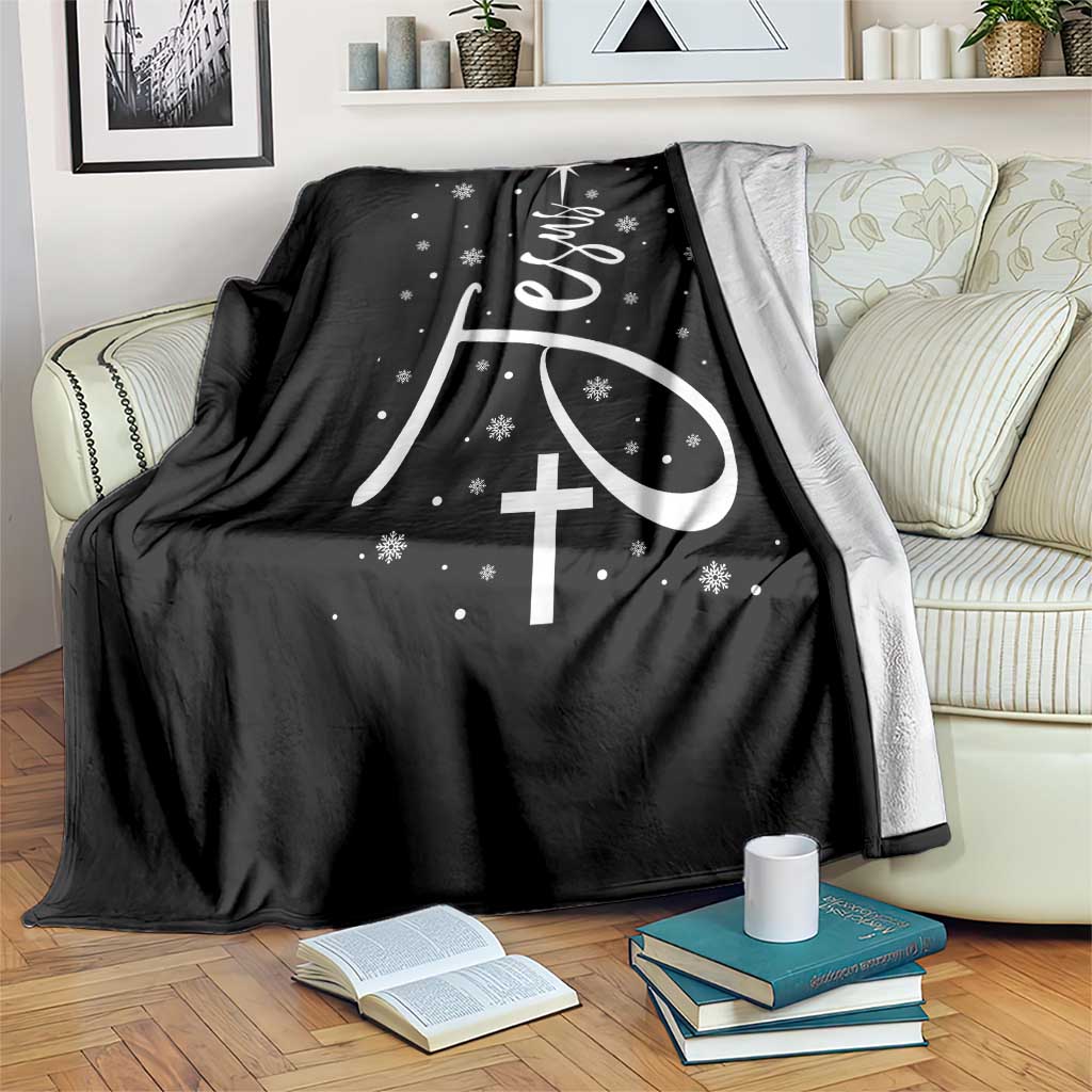 Jesus Christmas Tree Throw Blanket Christian Faith - Wonder Print Shop
