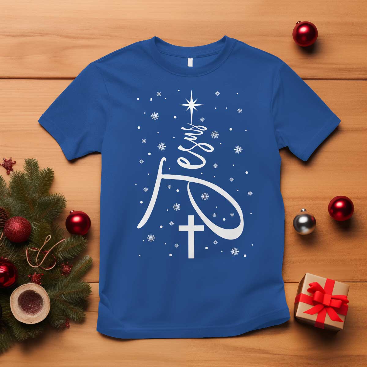 Jesus Christmas Tree T Shirt Christian Faith - Wonder Print Shop