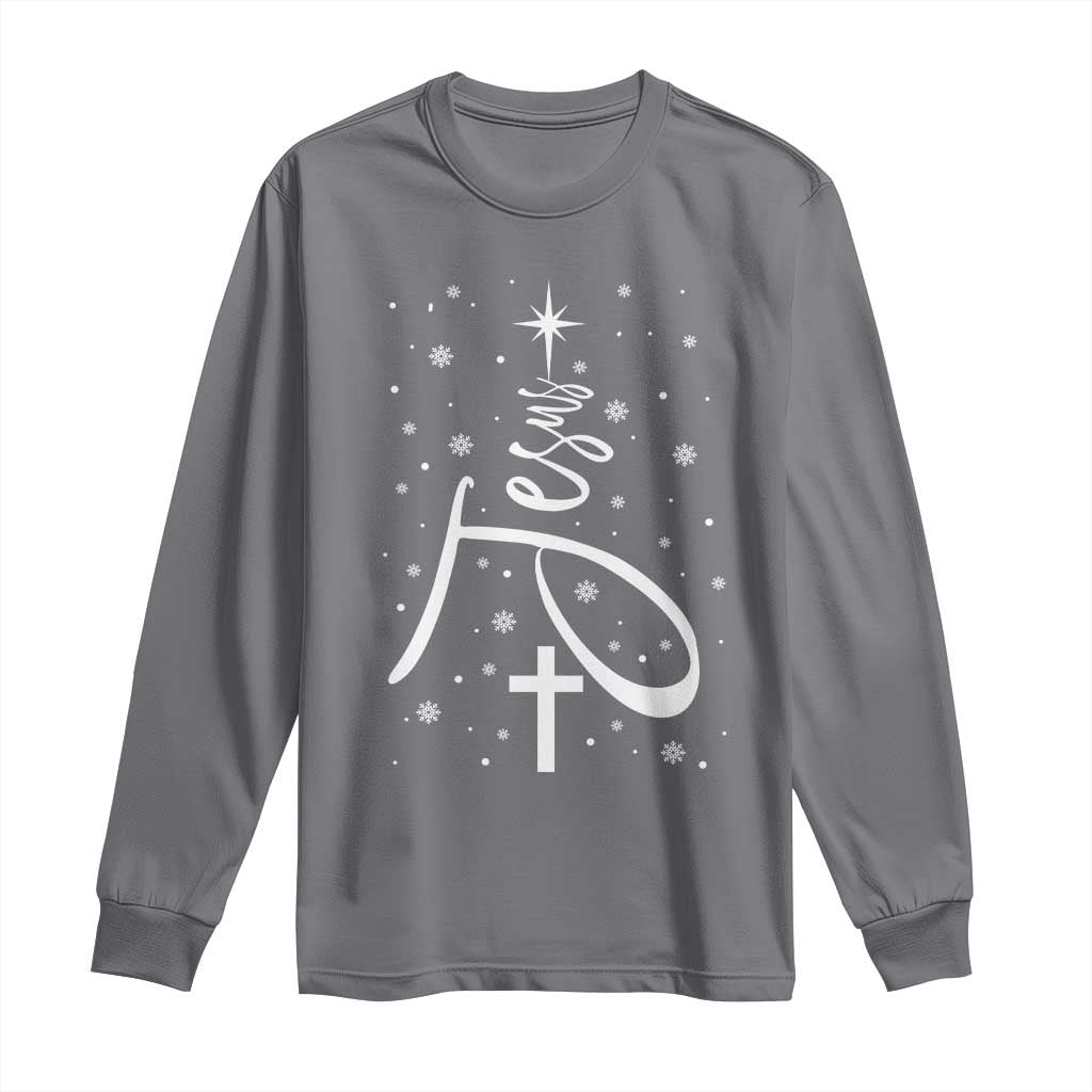 Jesus Christmas Tree Long Sleeve Shirt Christian Faith - Wonder Print Shop