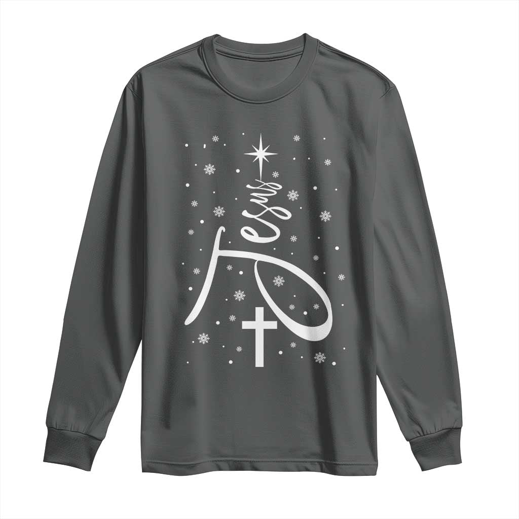 Jesus Christmas Tree Long Sleeve Shirt Christian Faith - Wonder Print Shop