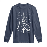 Jesus Christmas Tree Long Sleeve Shirt Christian Faith - Wonder Print Shop