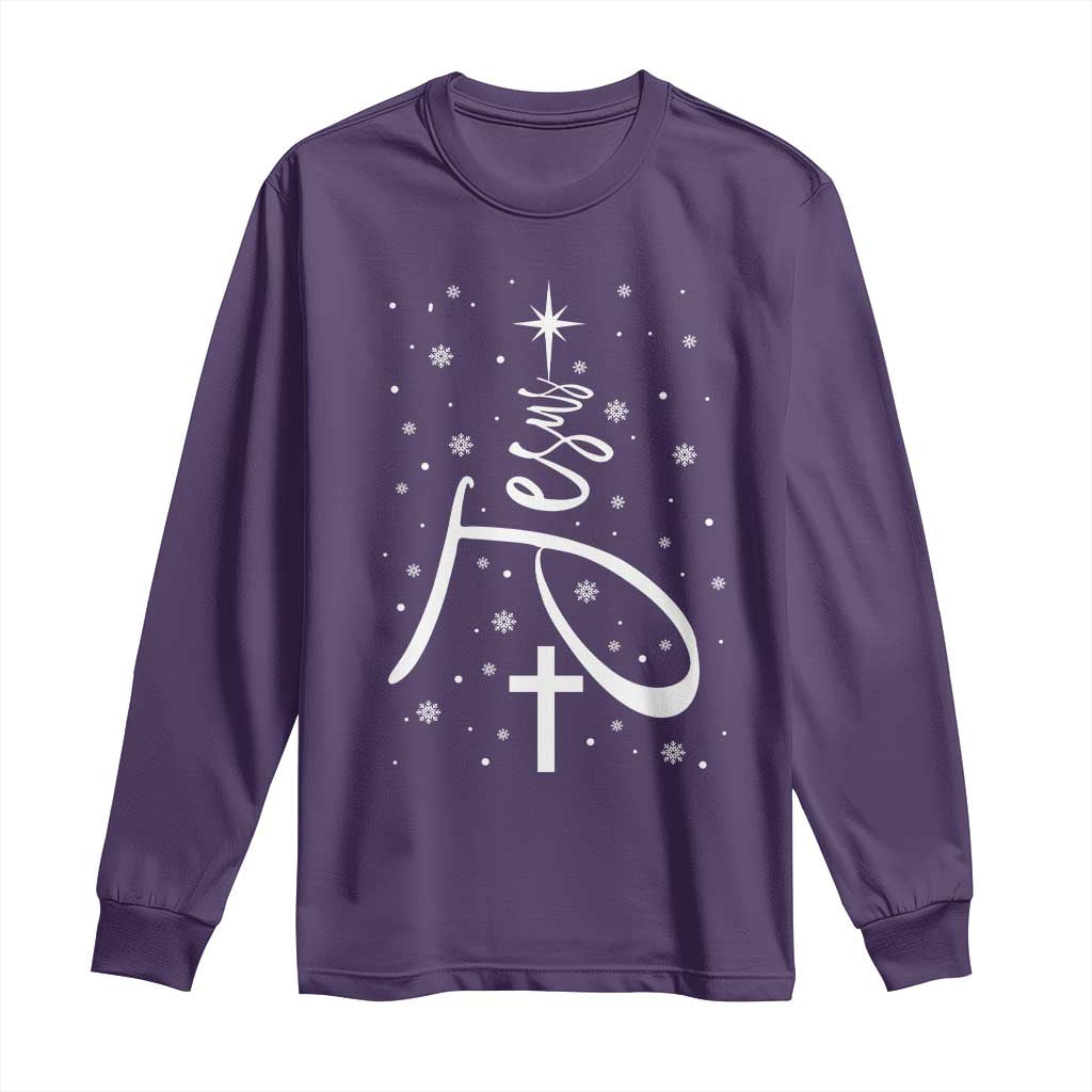 Jesus Christmas Tree Long Sleeve Shirt Christian Faith - Wonder Print Shop