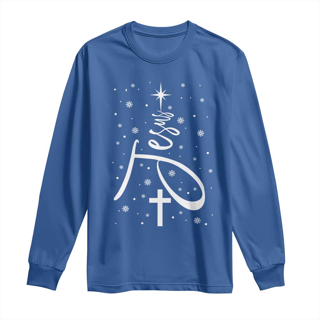 Jesus Christmas Tree Long Sleeve Shirt Christian Faith - Wonder Print Shop
