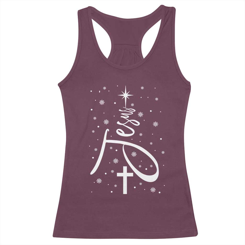 Jesus Christmas Tree Racerback Tank Top Christian Faith - Wonder Print Shop
