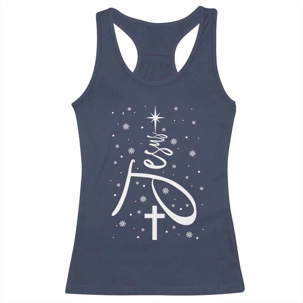 Jesus Christmas Tree Racerback Tank Top Christian Faith - Wonder Print Shop