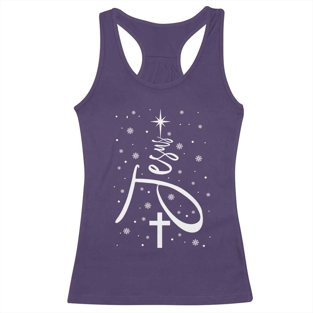 Jesus Christmas Tree Racerback Tank Top Christian Faith - Wonder Print Shop