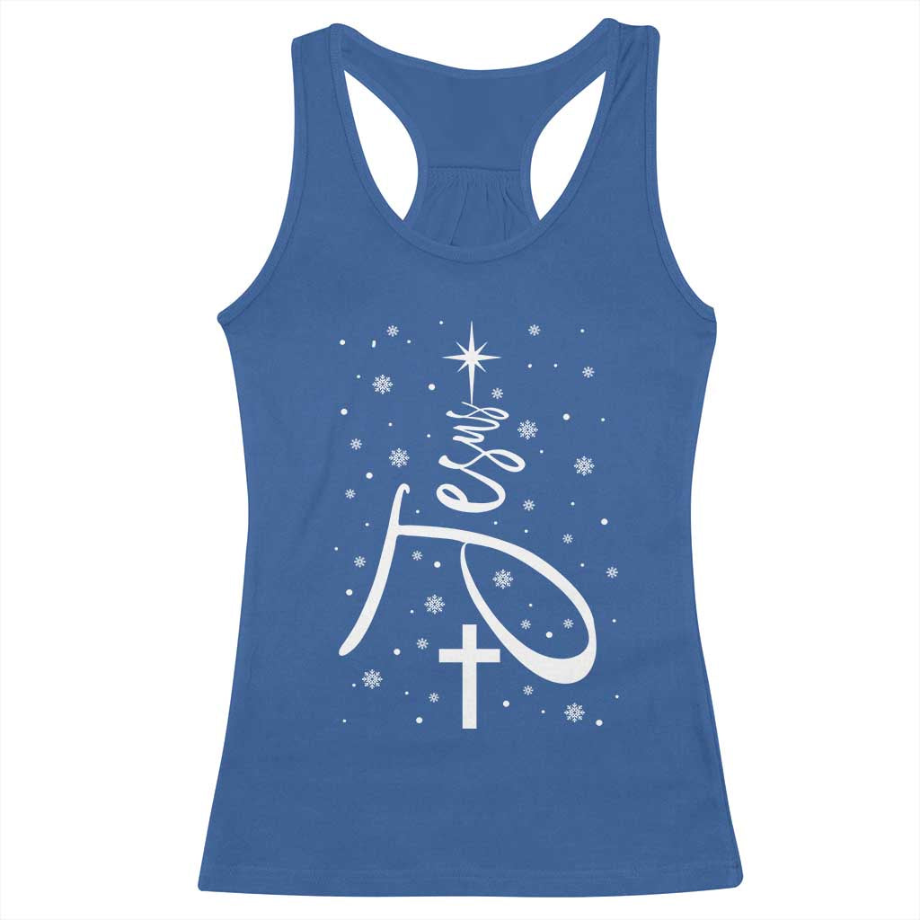 Jesus Christmas Tree Racerback Tank Top Christian Faith - Wonder Print Shop