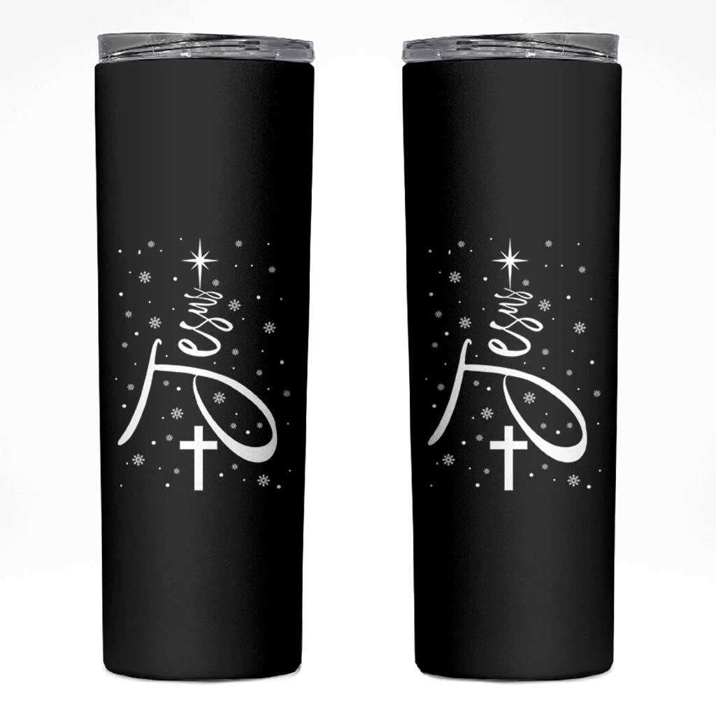 Jesus Christmas Tree Skinny Tumbler Christian Faith - Wonder Print Shop