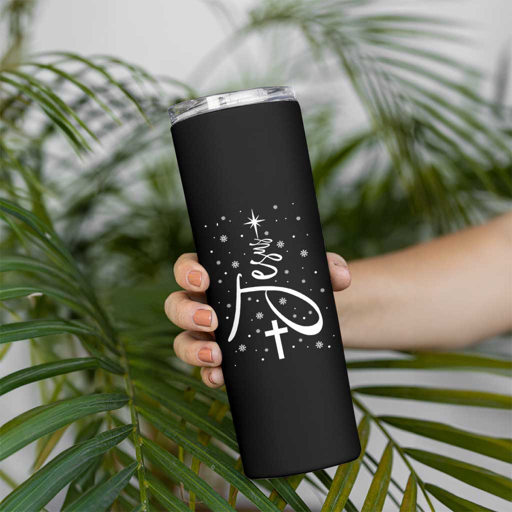 Jesus Christmas Tree Skinny Tumbler Christian Faith - Wonder Print Shop