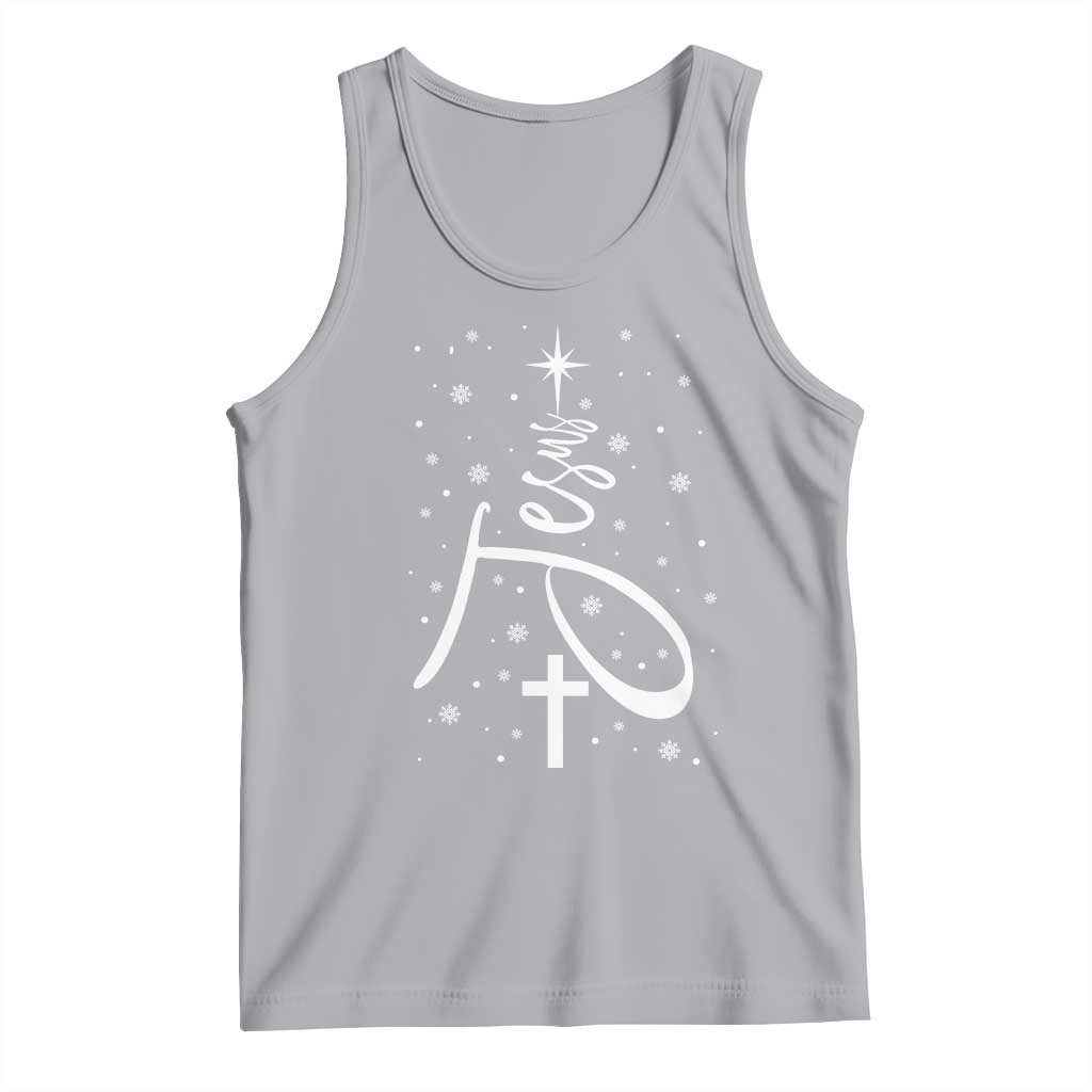 Jesus Christmas Tree Tank Top Christian Faith - Wonder Print Shop