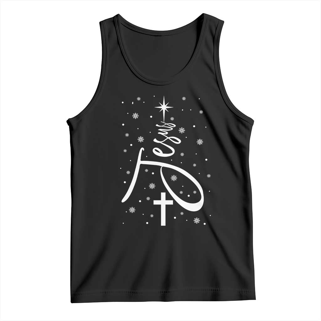 Jesus Christmas Tree Tank Top Christian Faith - Wonder Print Shop