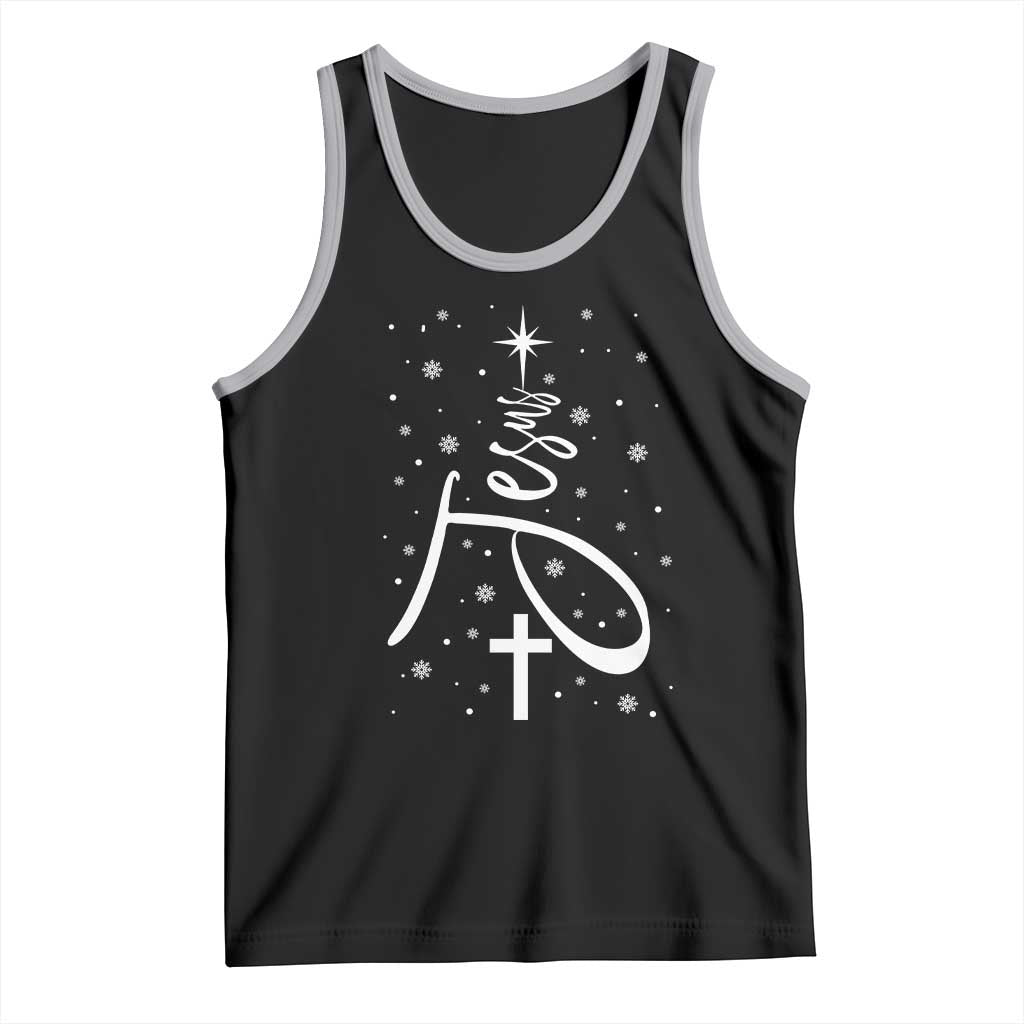 Jesus Christmas Tree Tank Top Christian Faith - Wonder Print Shop