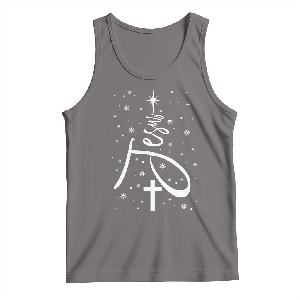 Jesus Christmas Tree Tank Top Christian Faith - Wonder Print Shop