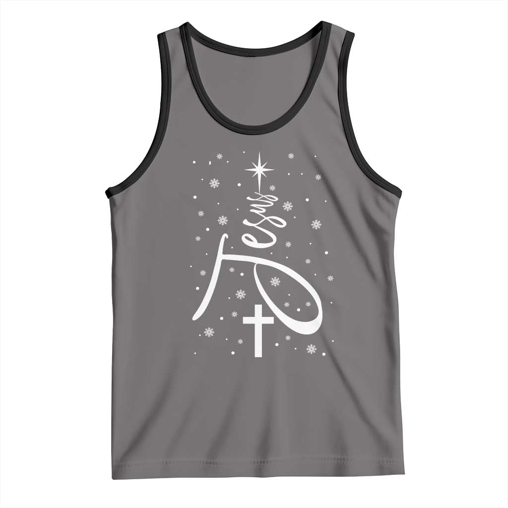 Jesus Christmas Tree Tank Top Christian Faith - Wonder Print Shop