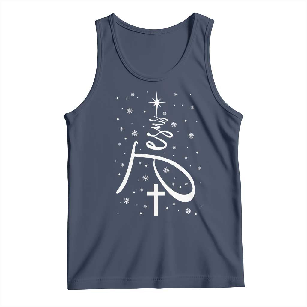 Jesus Christmas Tree Tank Top Christian Faith - Wonder Print Shop