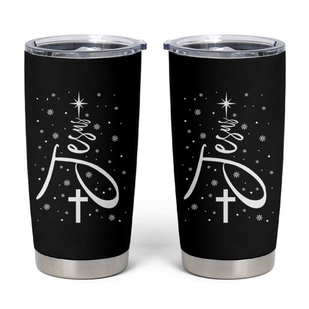Jesus Christmas Tree Tumbler Cup Christian Faith - Wonder Print Shop
