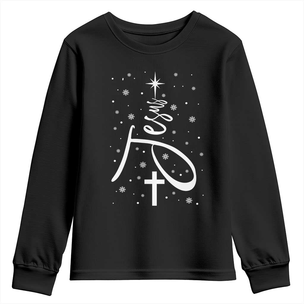 Jesus Christmas Tree Youth Sweatshirt Christian Faith - Wonder Print Shop