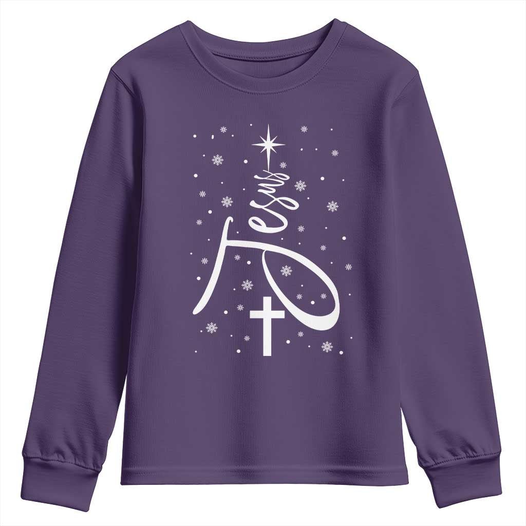 Jesus Christmas Tree Youth Sweatshirt Christian Faith - Wonder Print Shop