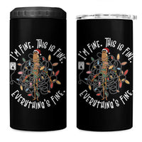 Marcus The Worm Christmas 4 in 1 Can Cooler Tumbler I'm Fine Everything Is Fine School Counselor Mental Health - Wonder Print Shop