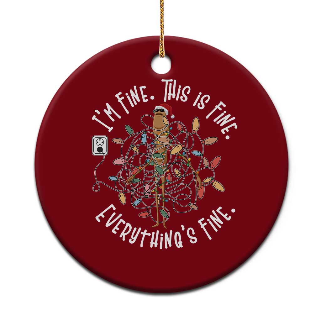 Marcus The Worm Christmas Ceramic Ornament I'm Fine Everything Is Fine School Counselor Mental Health - Wonder Print Shop