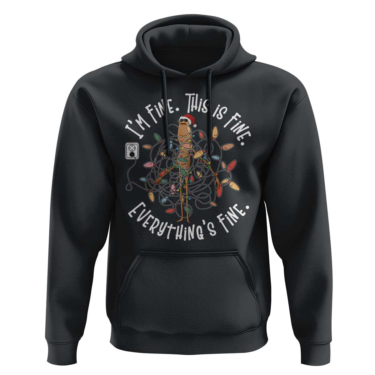 Marcus The Worm Christmas Hoodie I'm Fine Everything Is Fine School Counselor Mental Health - Wonder Print Shop