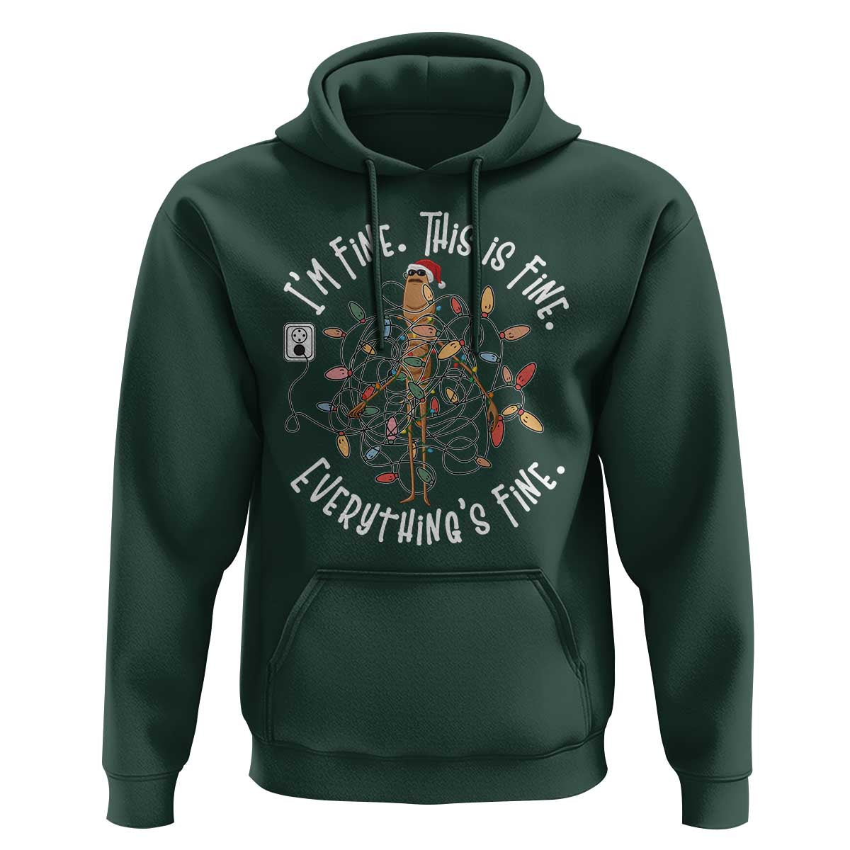 Marcus The Worm Christmas Hoodie I'm Fine Everything Is Fine School Counselor Mental Health - Wonder Print Shop