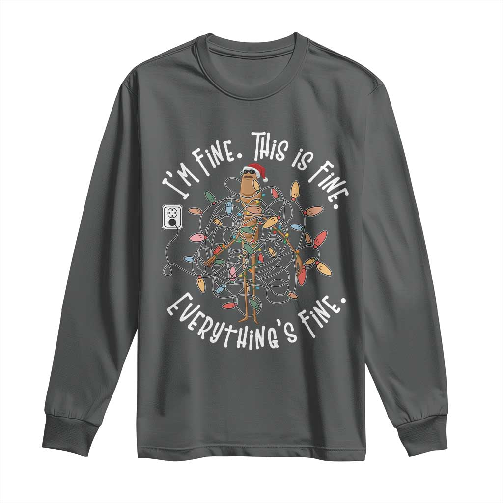 Marcus The Worm Christmas Long Sleeve Shirt I'm Fine Everything Is Fine School Counselor Mental Health - Wonder Print Shop