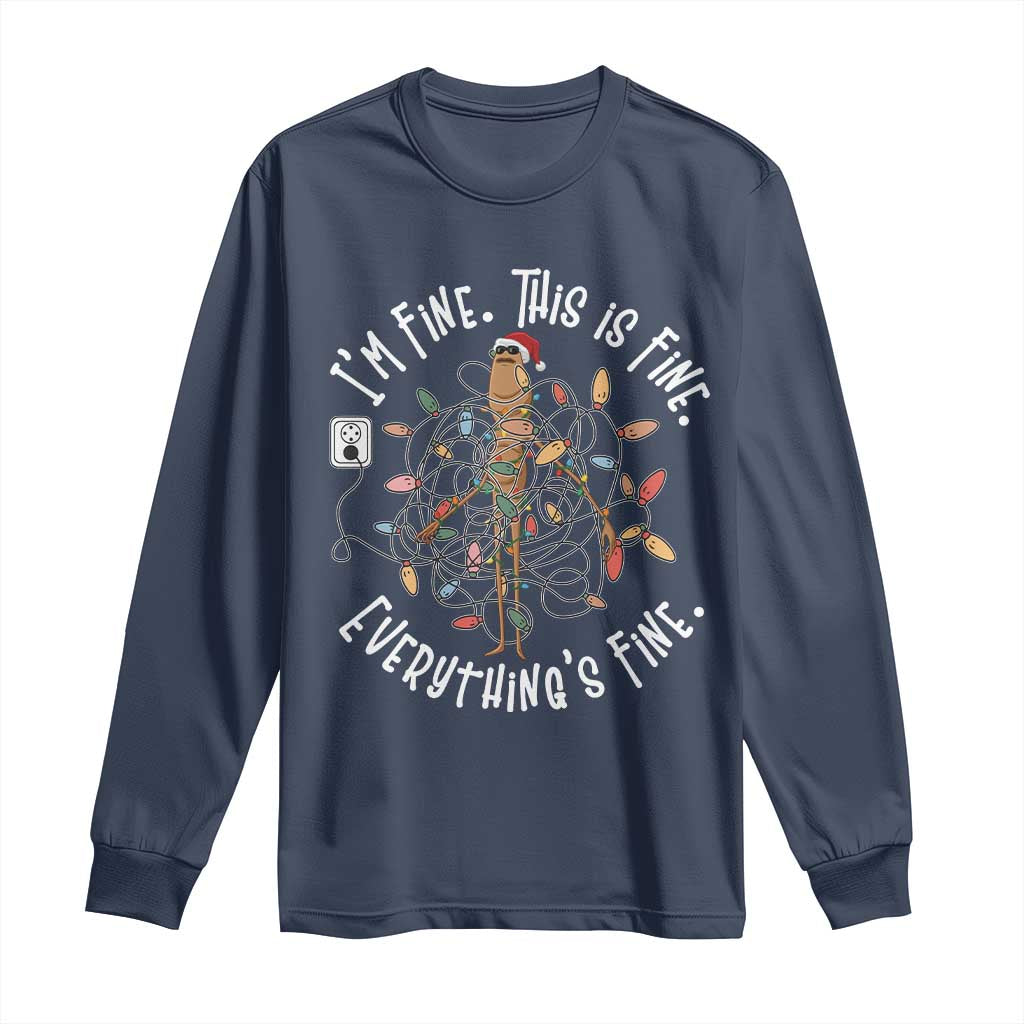 Marcus The Worm Christmas Long Sleeve Shirt I'm Fine Everything Is Fine School Counselor Mental Health - Wonder Print Shop