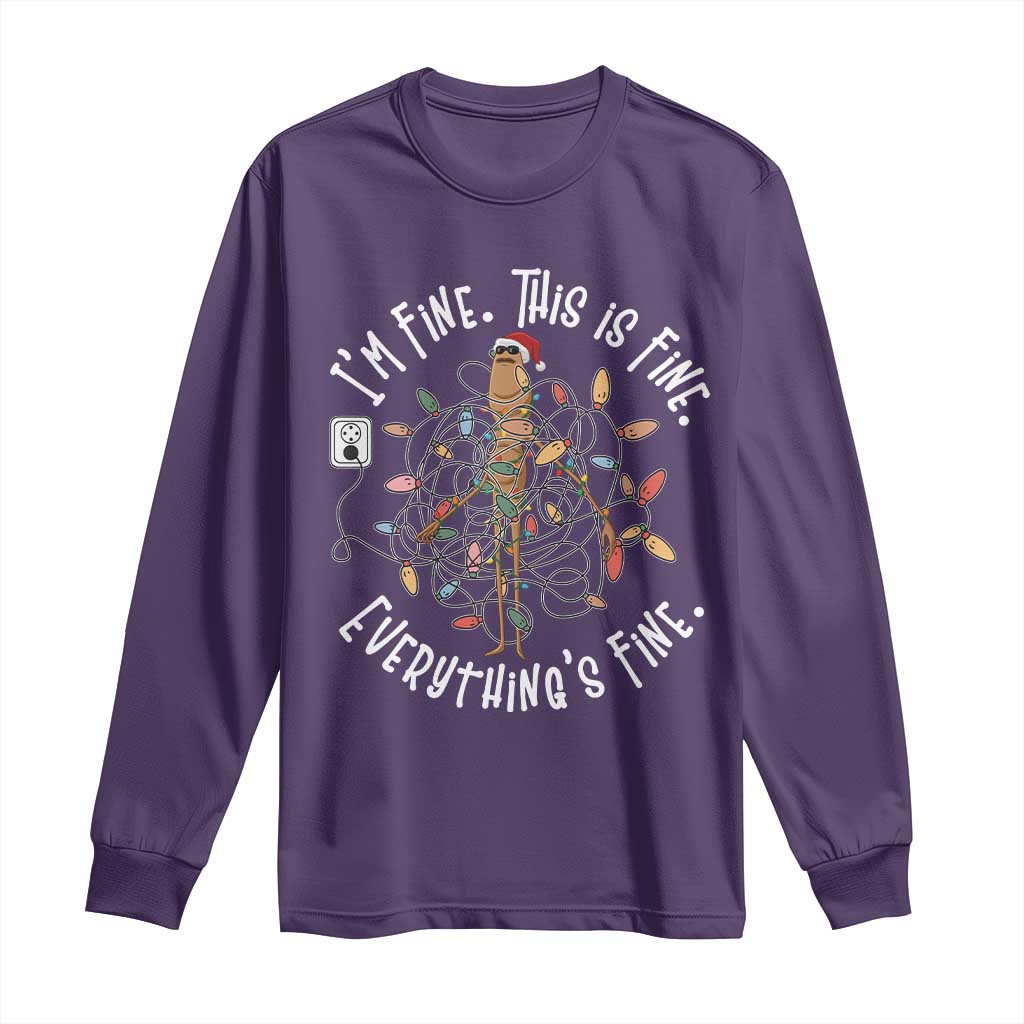Marcus The Worm Christmas Long Sleeve Shirt I'm Fine Everything Is Fine School Counselor Mental Health - Wonder Print Shop
