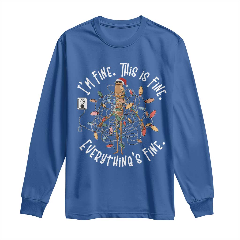Marcus The Worm Christmas Long Sleeve Shirt I'm Fine Everything Is Fine School Counselor Mental Health - Wonder Print Shop