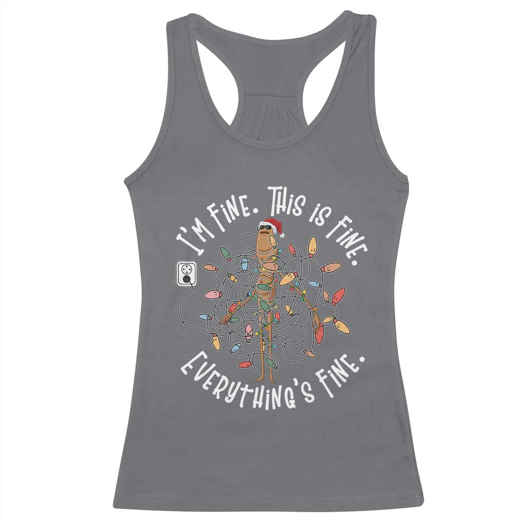 Marcus The Worm Christmas Racerback Tank Top I'm Fine Everything Is Fine School Counselor Mental Health - Wonder Print Shop