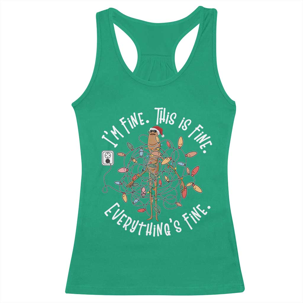 Marcus The Worm Christmas Racerback Tank Top I'm Fine Everything Is Fine School Counselor Mental Health - Wonder Print Shop