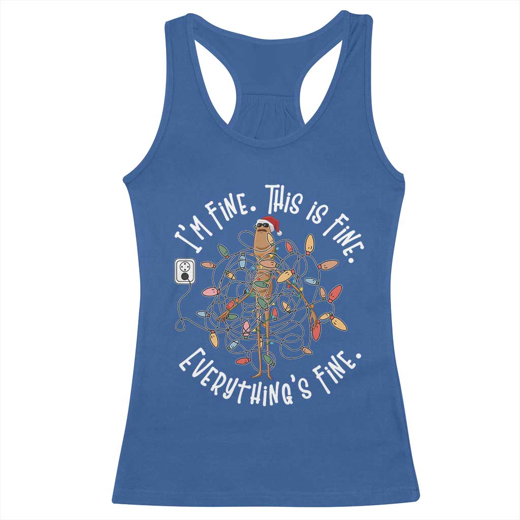 Marcus The Worm Christmas Racerback Tank Top I'm Fine Everything Is Fine School Counselor Mental Health - Wonder Print Shop
