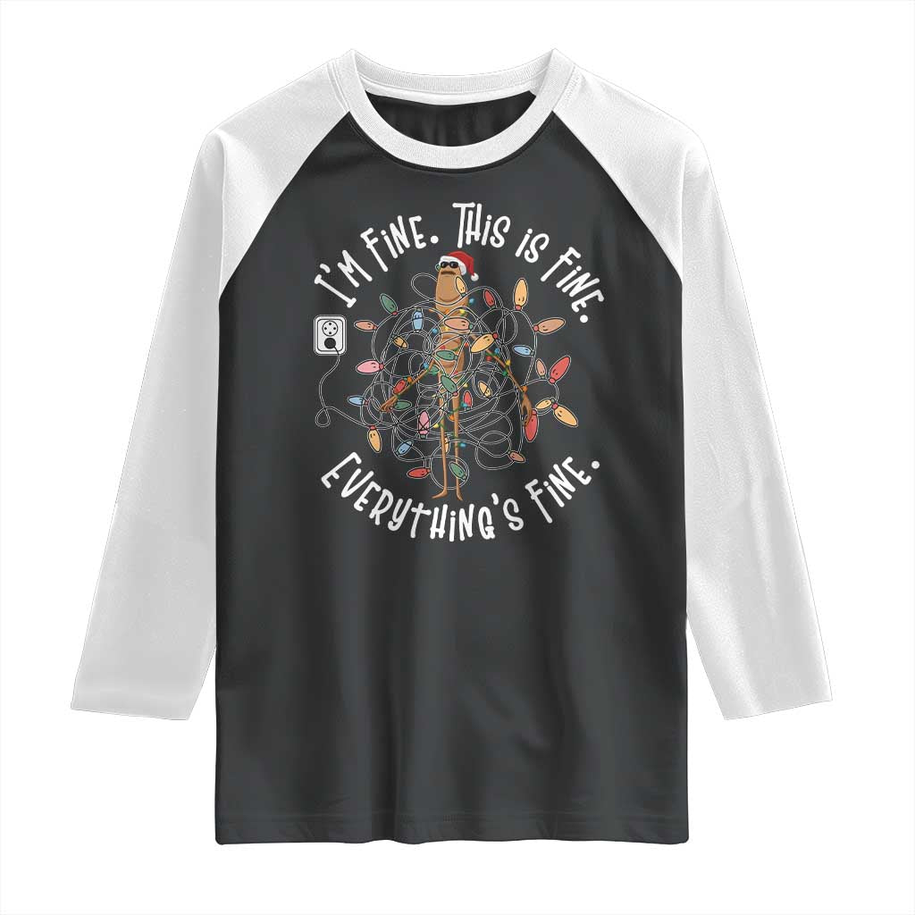 Marcus The Worm Christmas Raglan Shirt I'm Fine Everything Is Fine School Counselor Mental Health - Wonder Print Shop