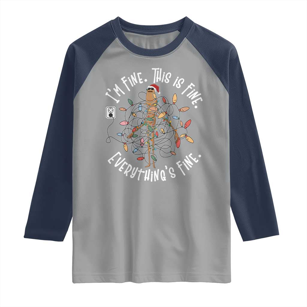 Marcus The Worm Christmas Raglan Shirt I'm Fine Everything Is Fine School Counselor Mental Health - Wonder Print Shop