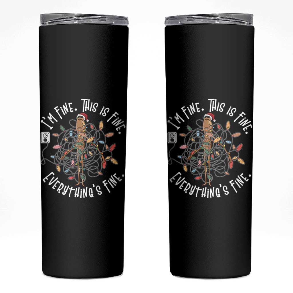 Marcus The Worm Christmas Skinny Tumbler I'm Fine Everything Is Fine School Counselor Mental Health - Wonder Print Shop