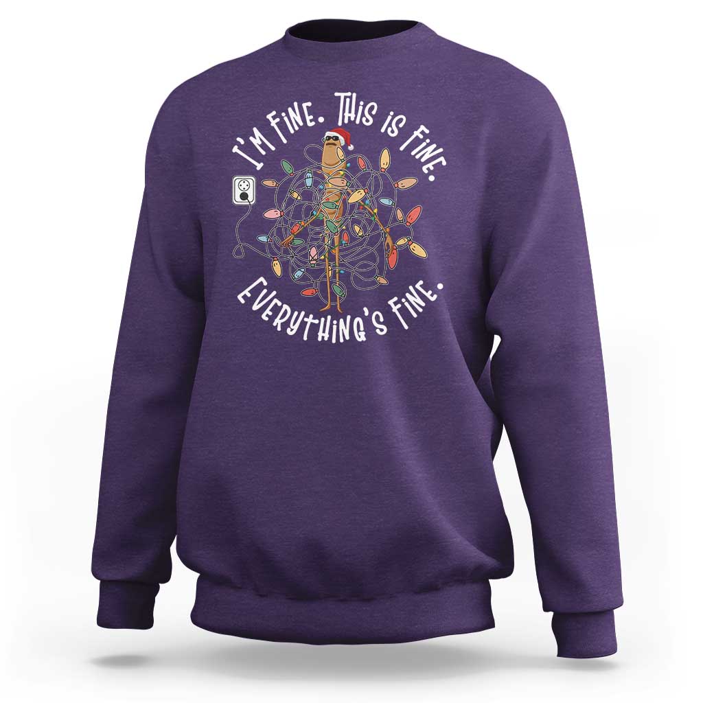 Marcus The Worm Christmas Sweatshirt I'm Fine Everything Is Fine School Counselor Mental Health - Wonder Print Shop
