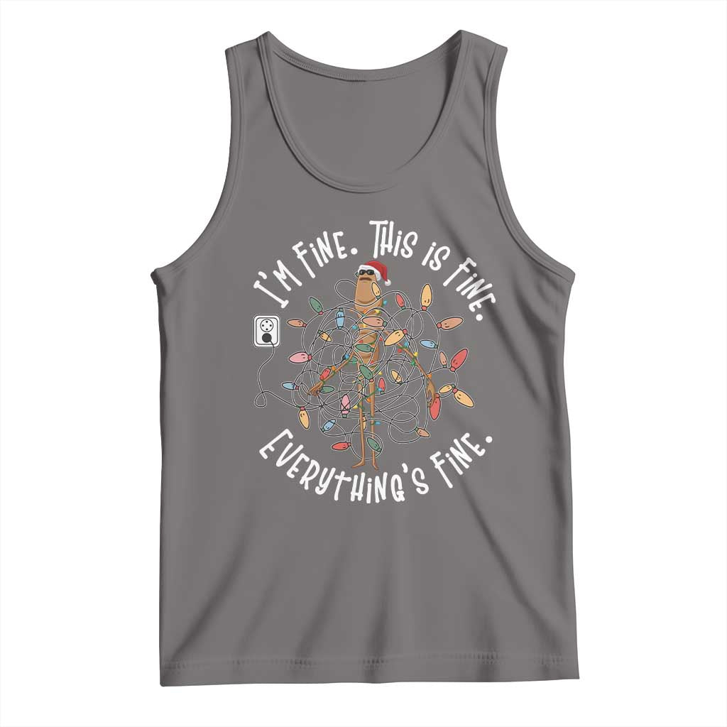 Marcus The Worm Christmas Tank Top I'm Fine Everything Is Fine School Counselor Mental Health - Wonder Print Shop